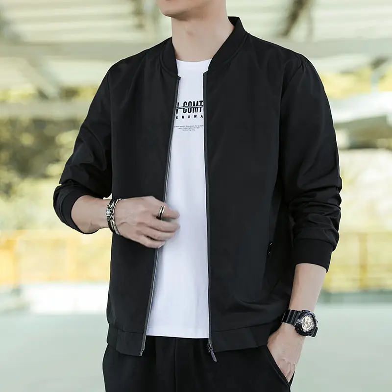 Men Jacket Baseball Collar Casual Versatile Coat Men Fashion Outerwear Zipper Jackets