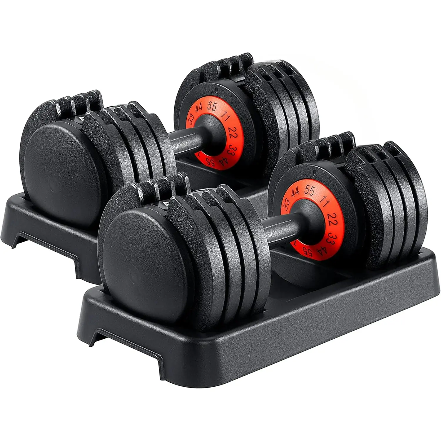 25/55 Lbs Dumbbell Set Anti-Slip Fast Adjust Turning Handle Adjustable Pair For Home Gym Exercise