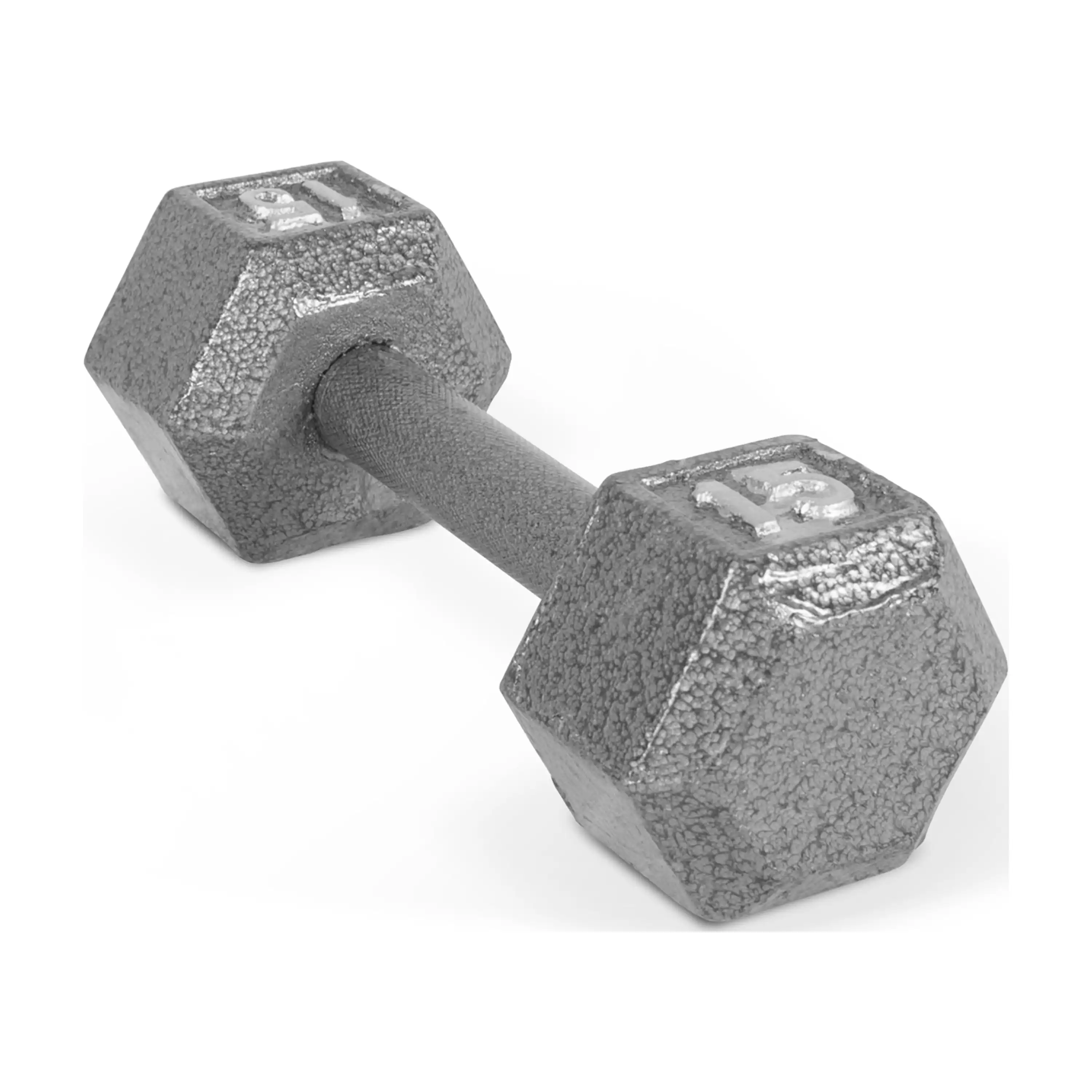 15 Lb Cast Iron Hexagonal Dumbbell Solid Hex Design Prevents Rolling