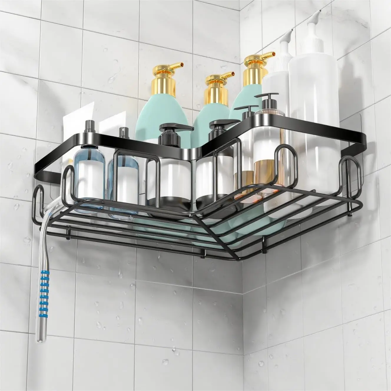 Corner Shower Caddy Shelf Organizer Self-Adhesive ...