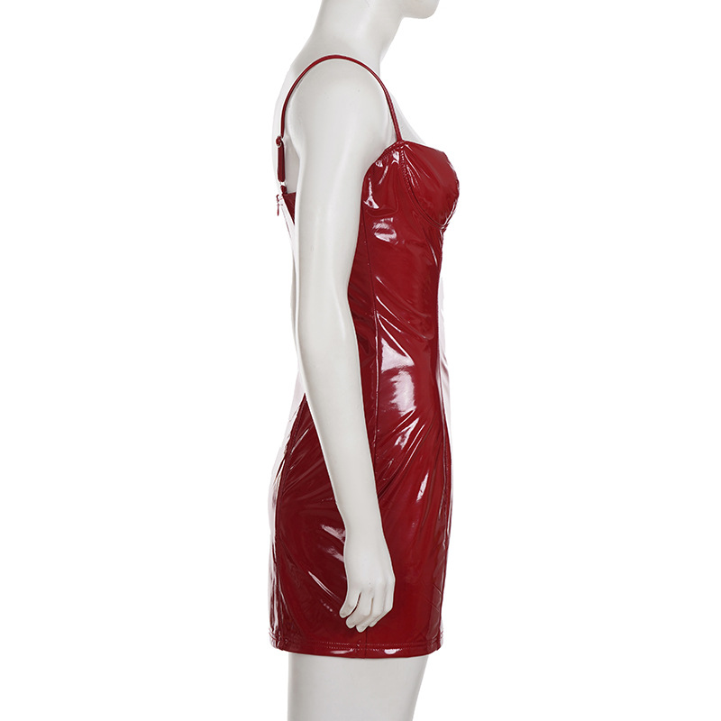 Fashion Women Leather Sleeveless Dresses