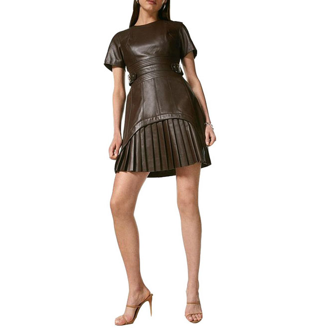 New Fashion Pleated Mini Dresses Women Clothing Sh...