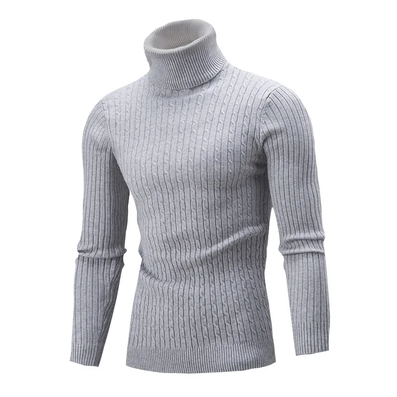Casual High Collar Long Sleeve Men's Knitwear Comfortable Breathable Cotton Sweater