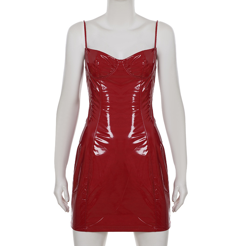 Fashion Women Leather Sleeveless Dresses