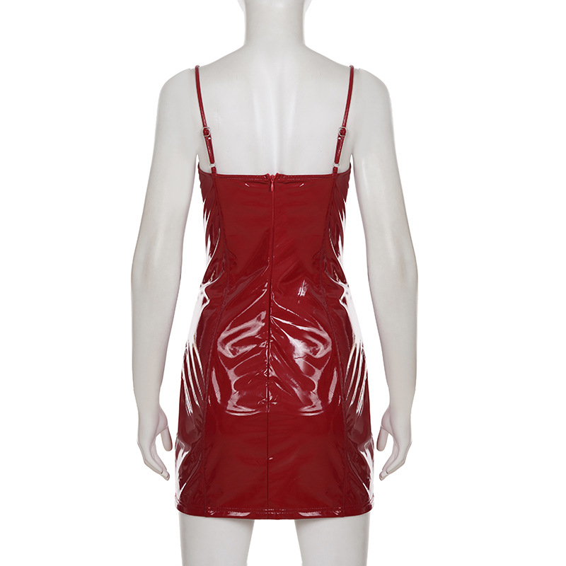 Fashion Women Leather Sleeveless Dresses