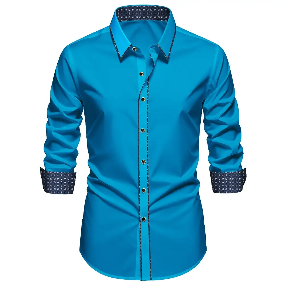 Men Dress Shirt Long Sleeve Smart Casual Elastic Business Shirts