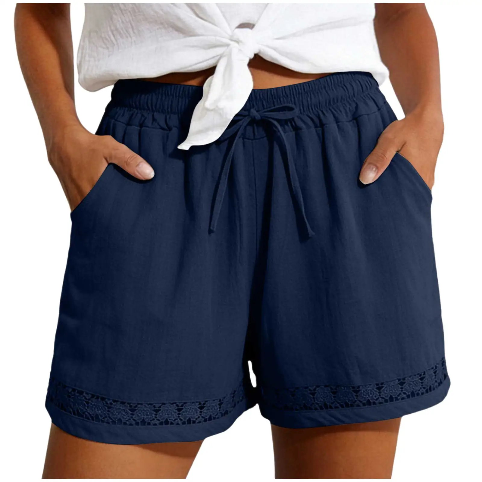 Women Shorts High Waisted Short Pants Casual Beach Shorts With Pockets