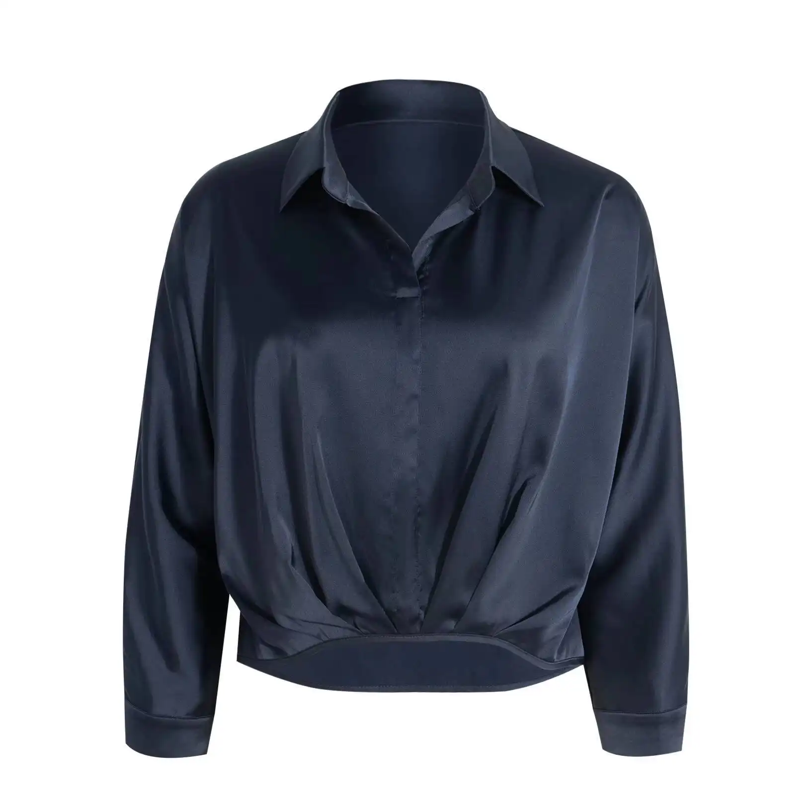 Women's Blouse Collared Cropped Loose Tops Classy ...