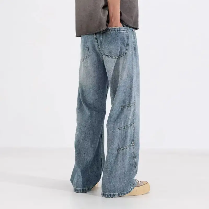 Retro Straight-Leg Loose-Fitting Men's Cargo Wide-Leg Pants
