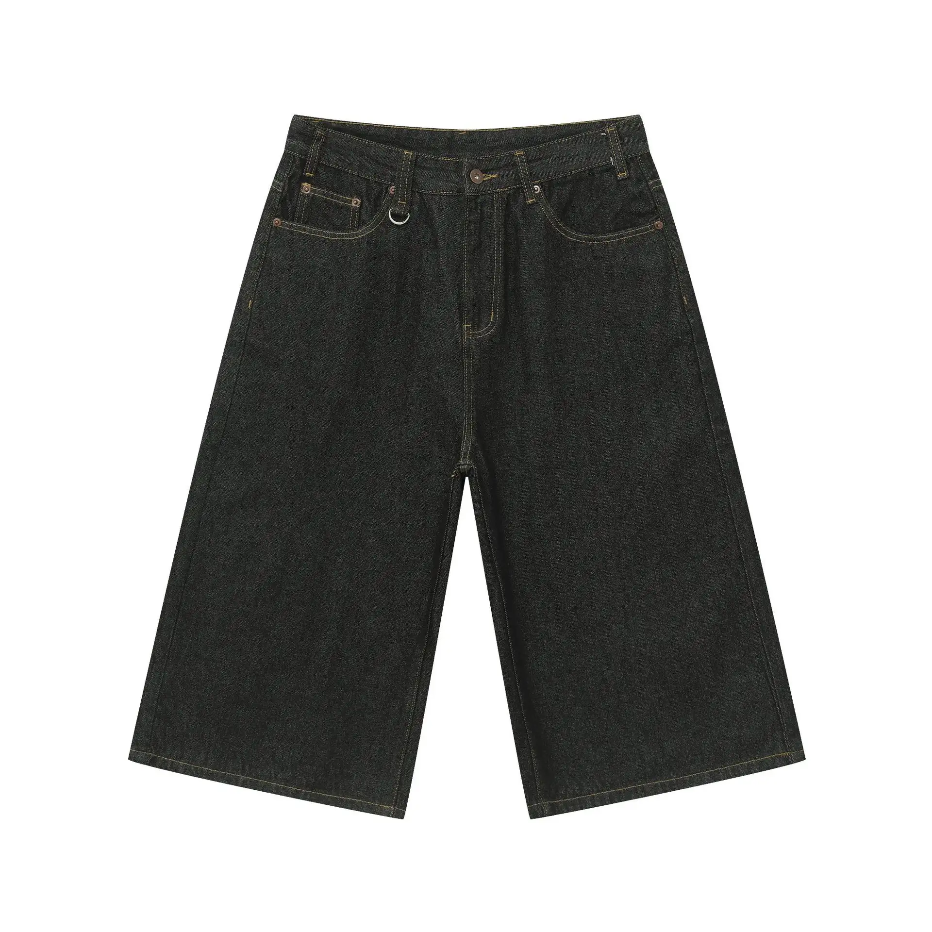 Men's Loose-Fitting Wide-Leg Cropped Jeans