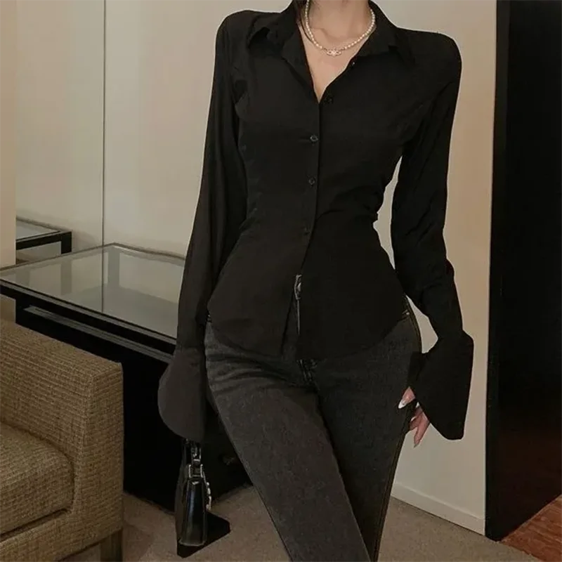 Bell Sleeve Top Vintage Blouses Corset Shirt Women...