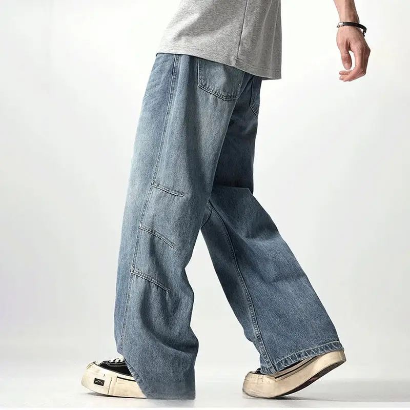 Retro Straight-Leg Loose-Fitting Men's Cargo Wide-Leg Pants
