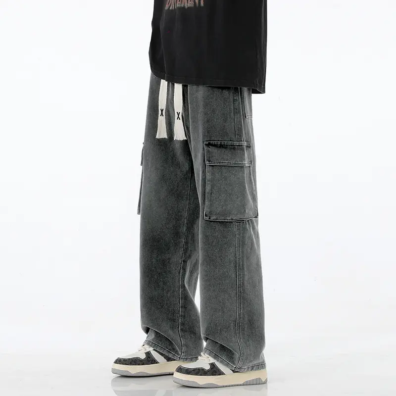 Men's Cargo Wide-Leg Jeans