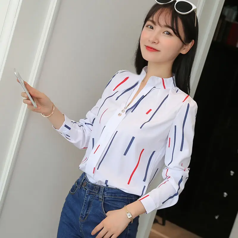Shirt for Women Fashion Stripe Print Long Sleeve B...