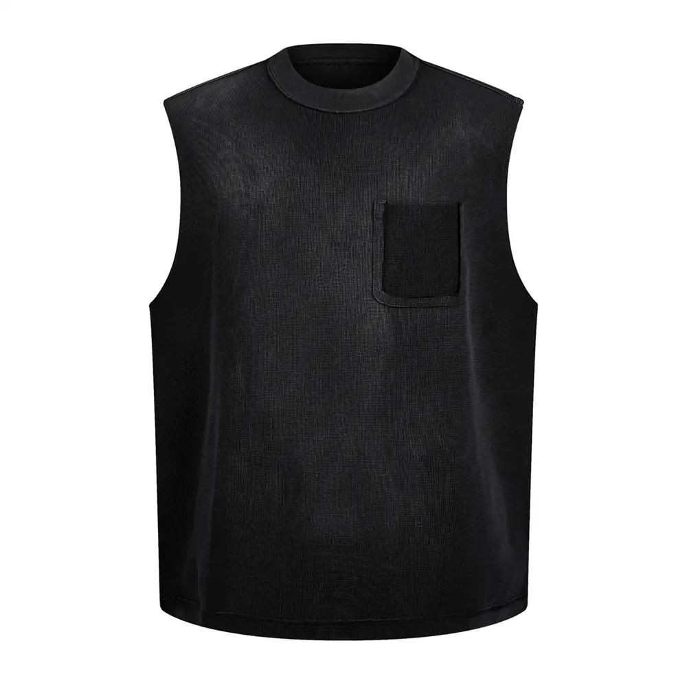 Men Tank Tops Washed Distressed Solid Sleeveless Vest
