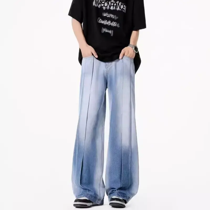 Retro Patchwork Washed Denim Jeans