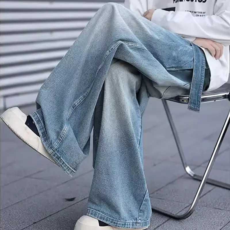 Men's Casual Loose Retro Straight-Leg Jeans With Belt
