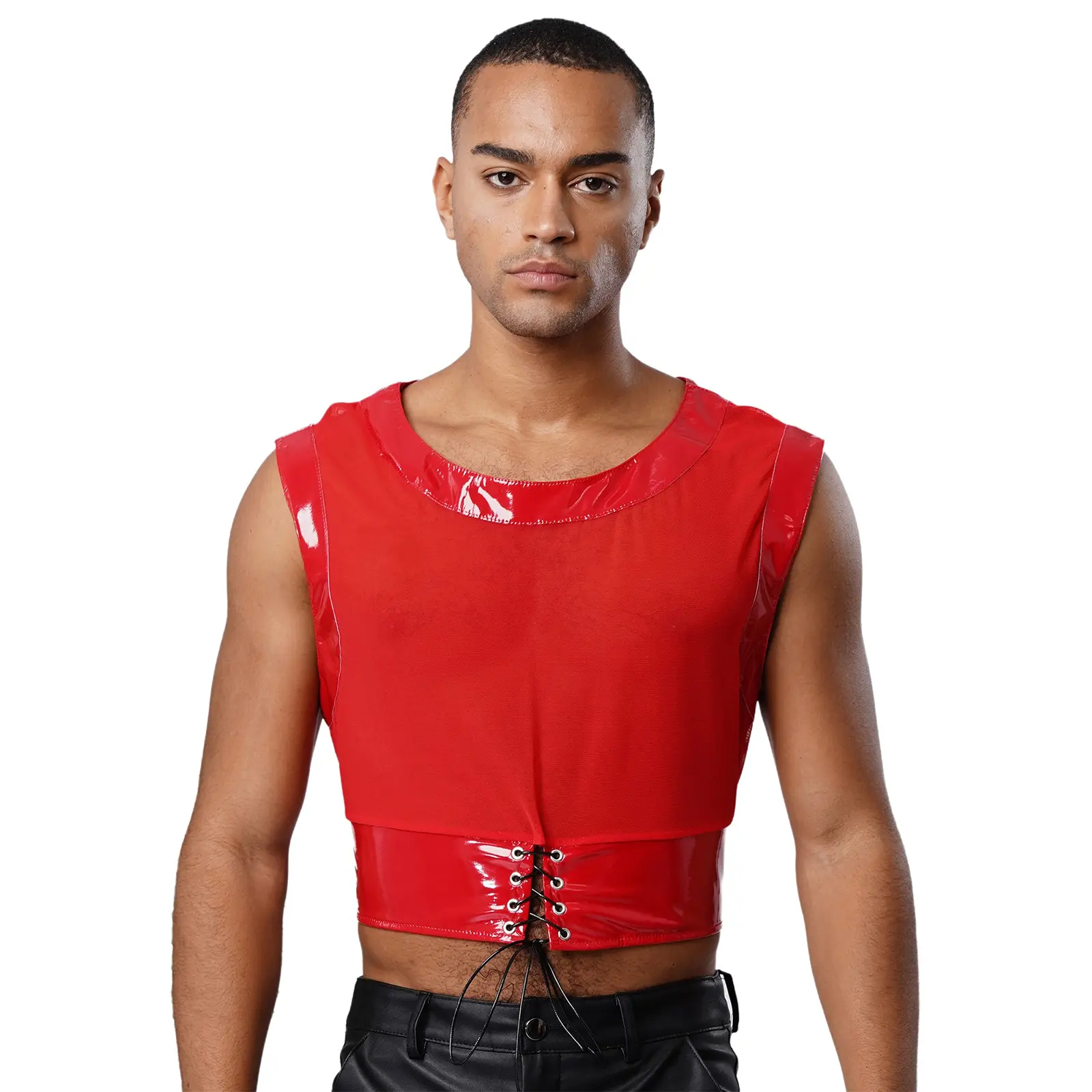 Men Glossy PVC Leath...
