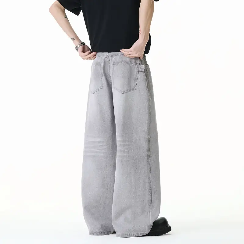 Men's Retro Washed Straight Wide-Leg Pants