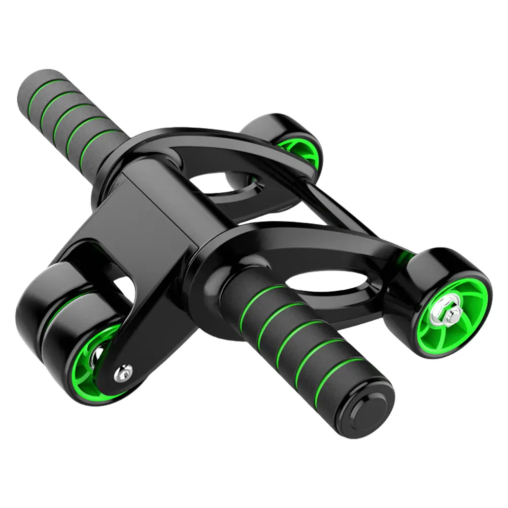 Ab Roller Wheel Abdominal Exercise Roller 4-Wheeled Muscle Strengthening Trainer Foldable Ab Exercise Machine For Home Indoor