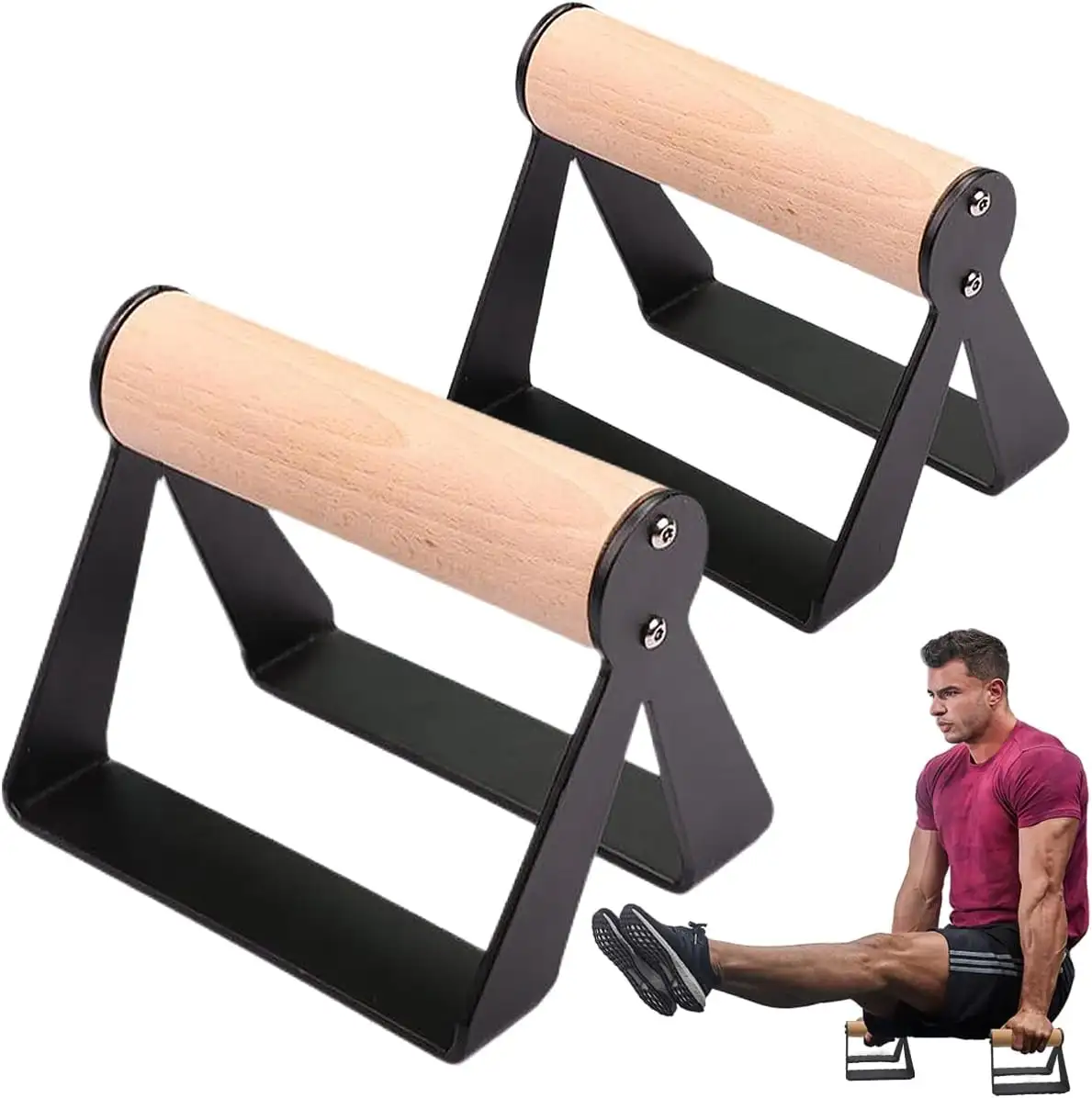 1 Pair Wooden Push Up Stands Non-Slip Fitness Stand Strength Training Equipment Push Up Handles
