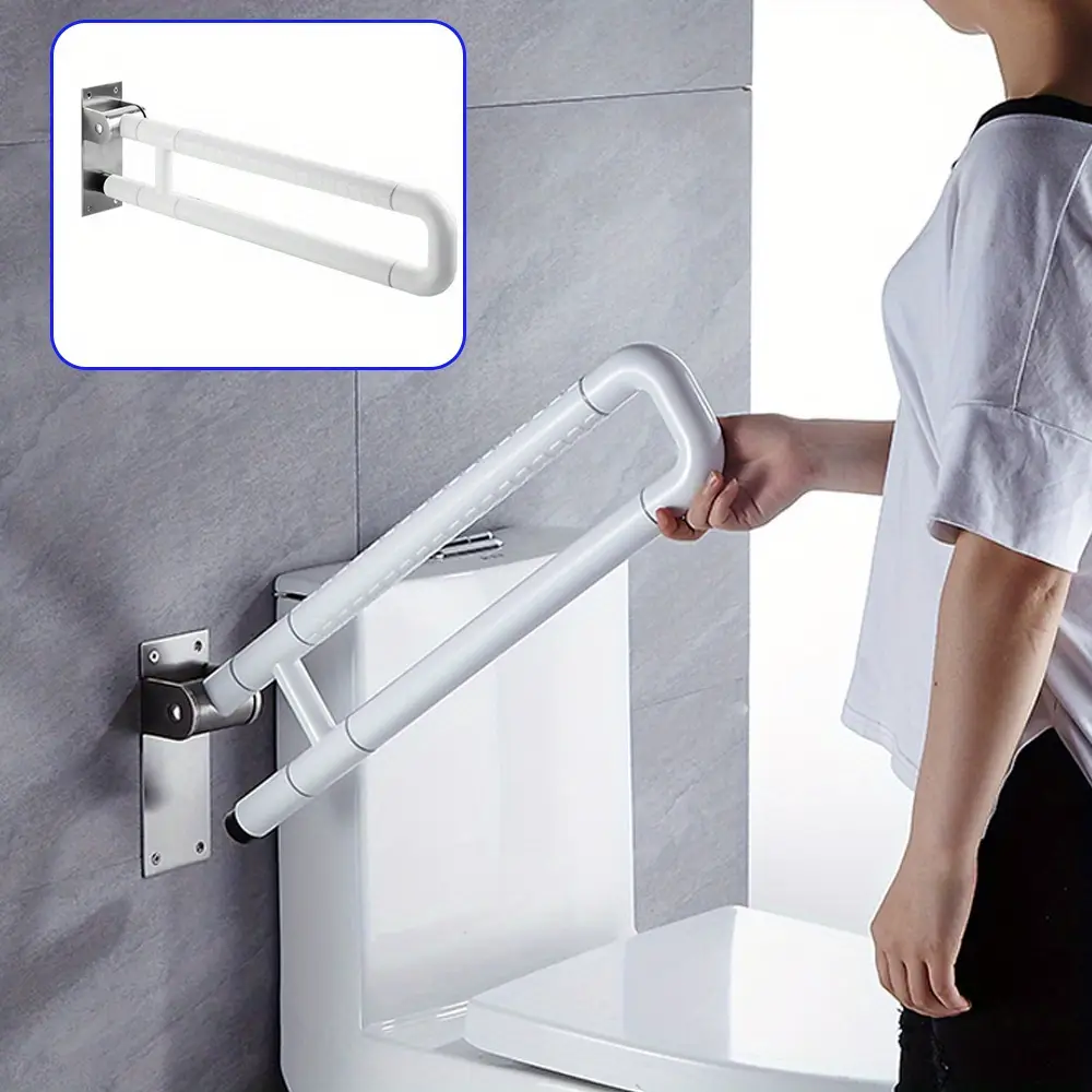Foldable Toilet Support Handle Accessible Toilet Armrest Wall Mounted Bathroom Auxiliary Grab Handle