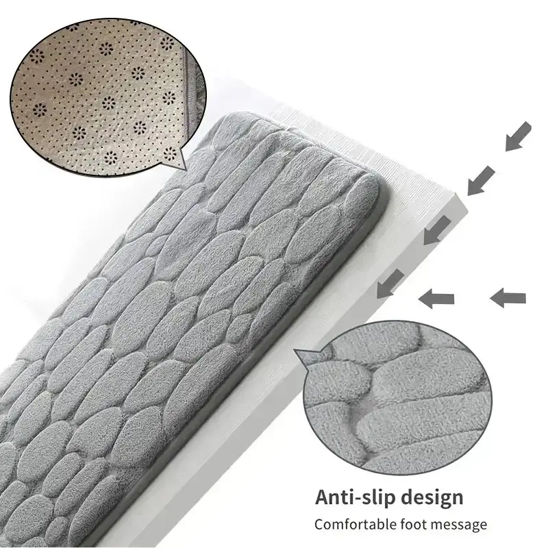 Embossed Bathroom Anti Slip Floor Mat Pebble Patte...