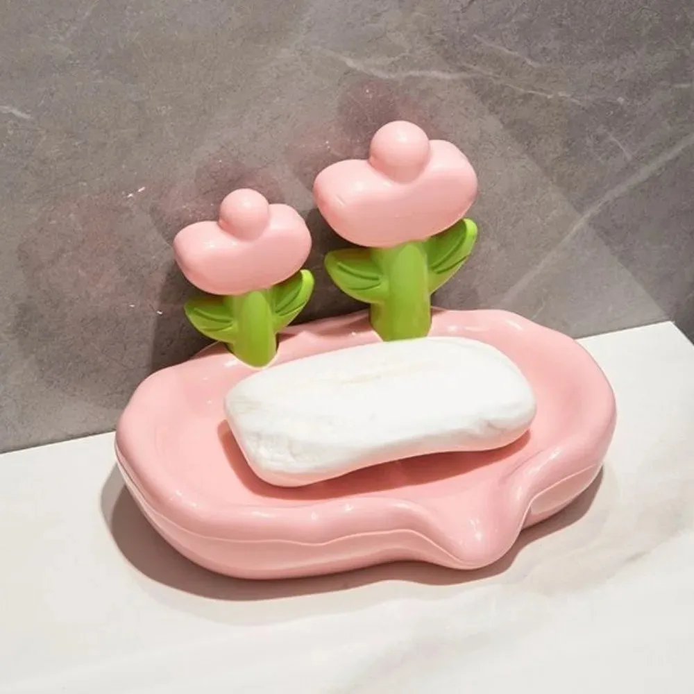 Flower-Shaped Floral Soap Box Portable Bathroom Soap Holder With Drainage Holes