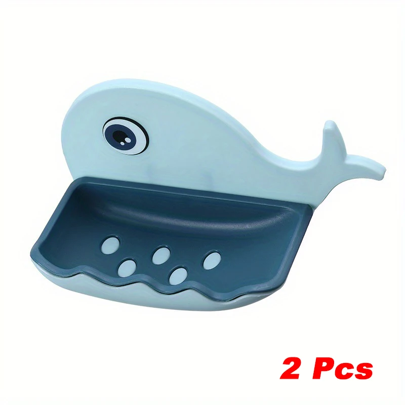 2 Pcs Drill-Free Adhesive Soap Dish With Drainage Soap Holder