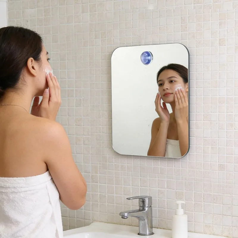 Anti-Fog Shower Mirrors With Suction Cup Wall-Hanging Portable Travel Makeup Mirrors
