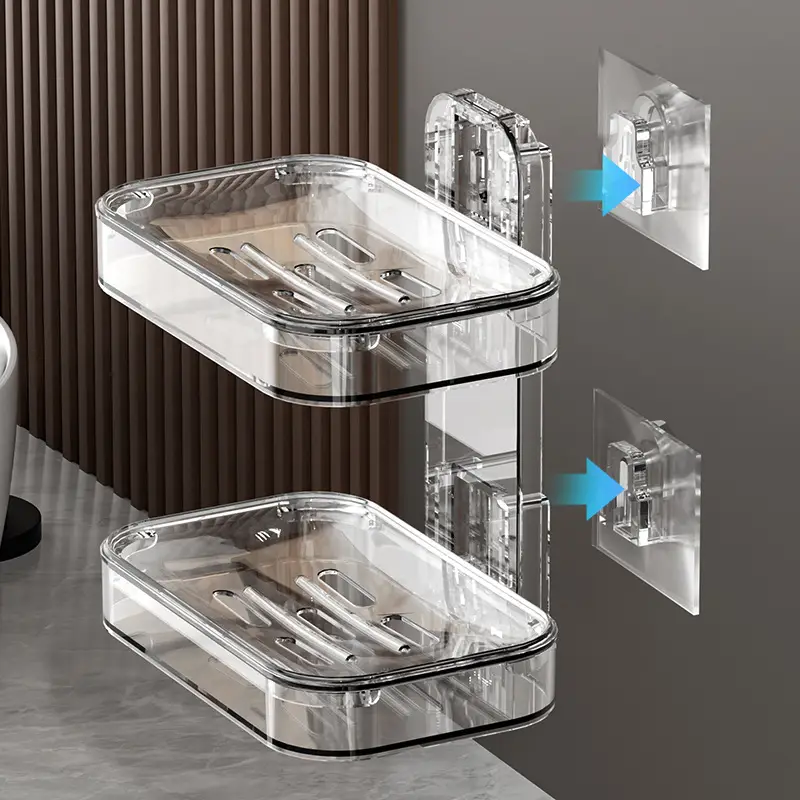 Double-Layer Household Draining Soap Box Bathroom Countertop Soap Rack
