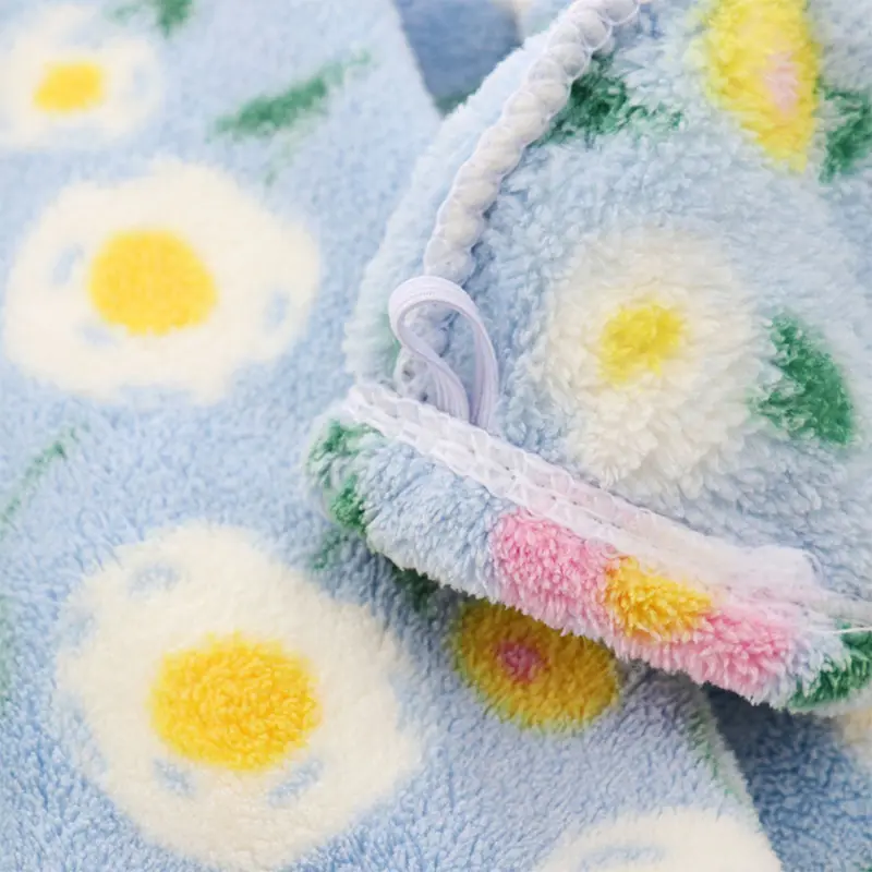 Floral Dry Hair Cap Coral Fleece Shower Hair Dryin...