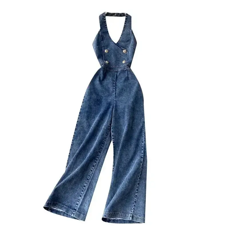 Sleeveless Denim Jumpsuit