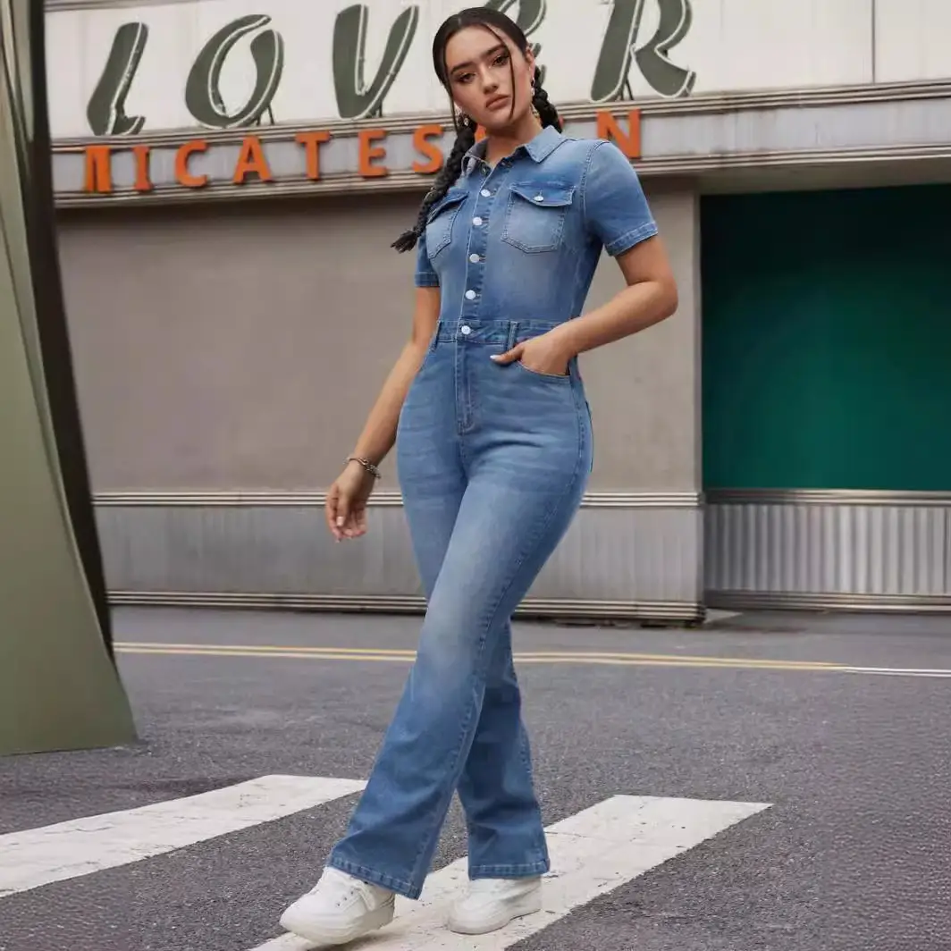Women's Denim Jumpsuit Street Style
