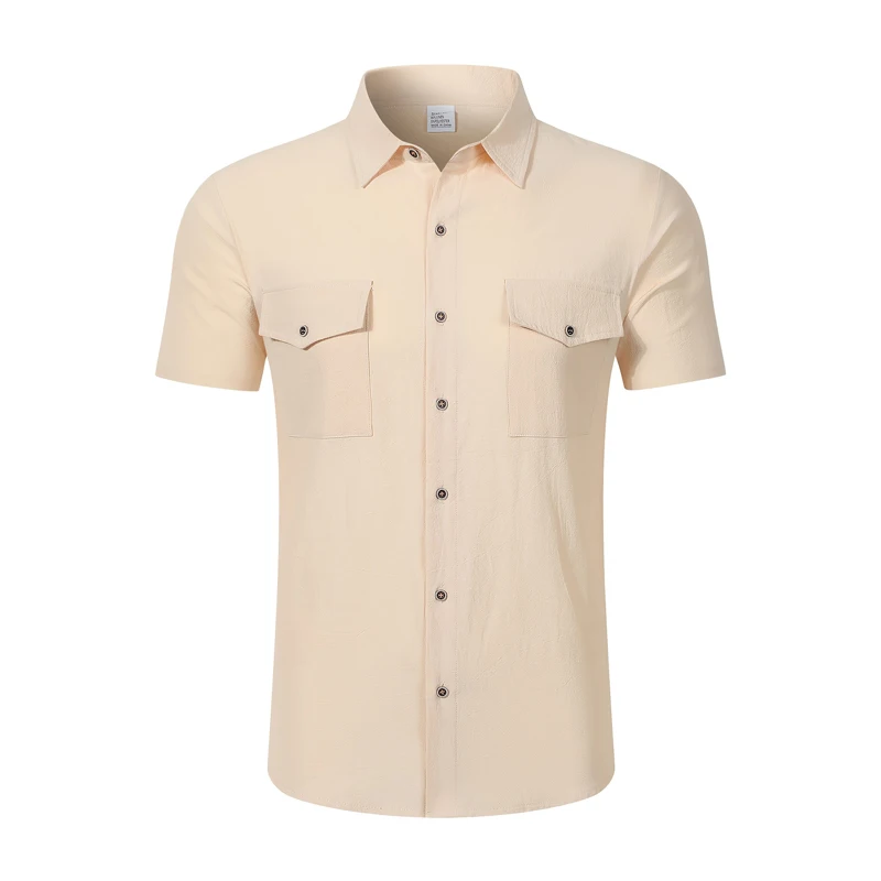 Men's Casual Short Sleeve Shirt Lapel Collar Butto...