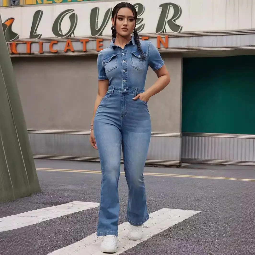Women's Denim Jumpsuit Street Style