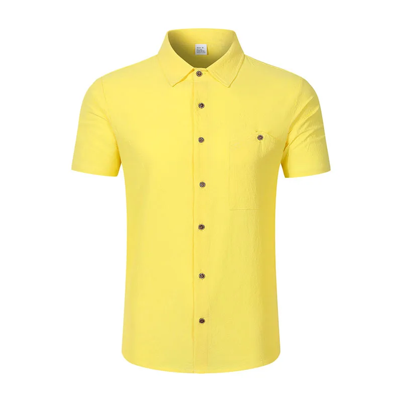 Men's Shirt Short Sleeve Turn Down Collar Button Up Lightweight Breathable