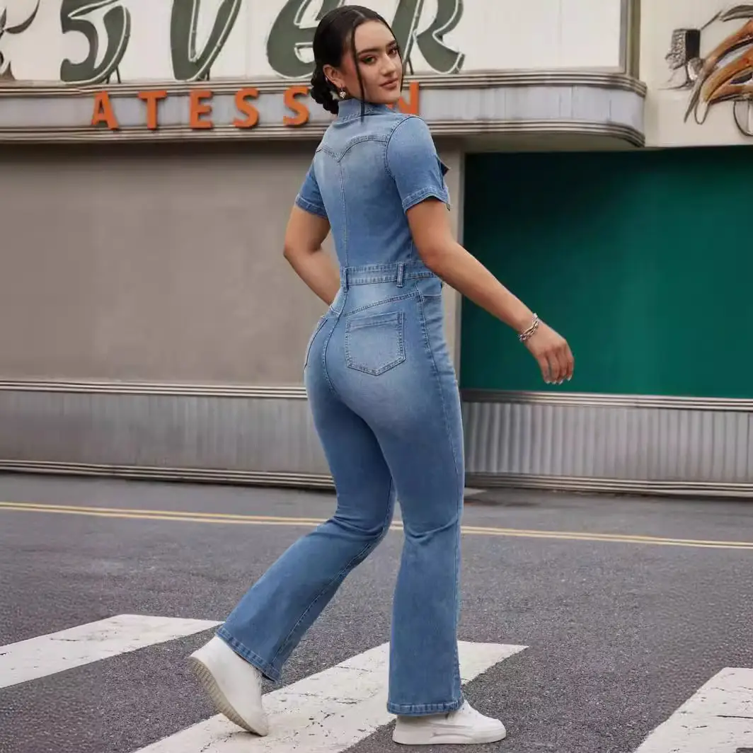 Women's Denim Jumpsuit Street Style