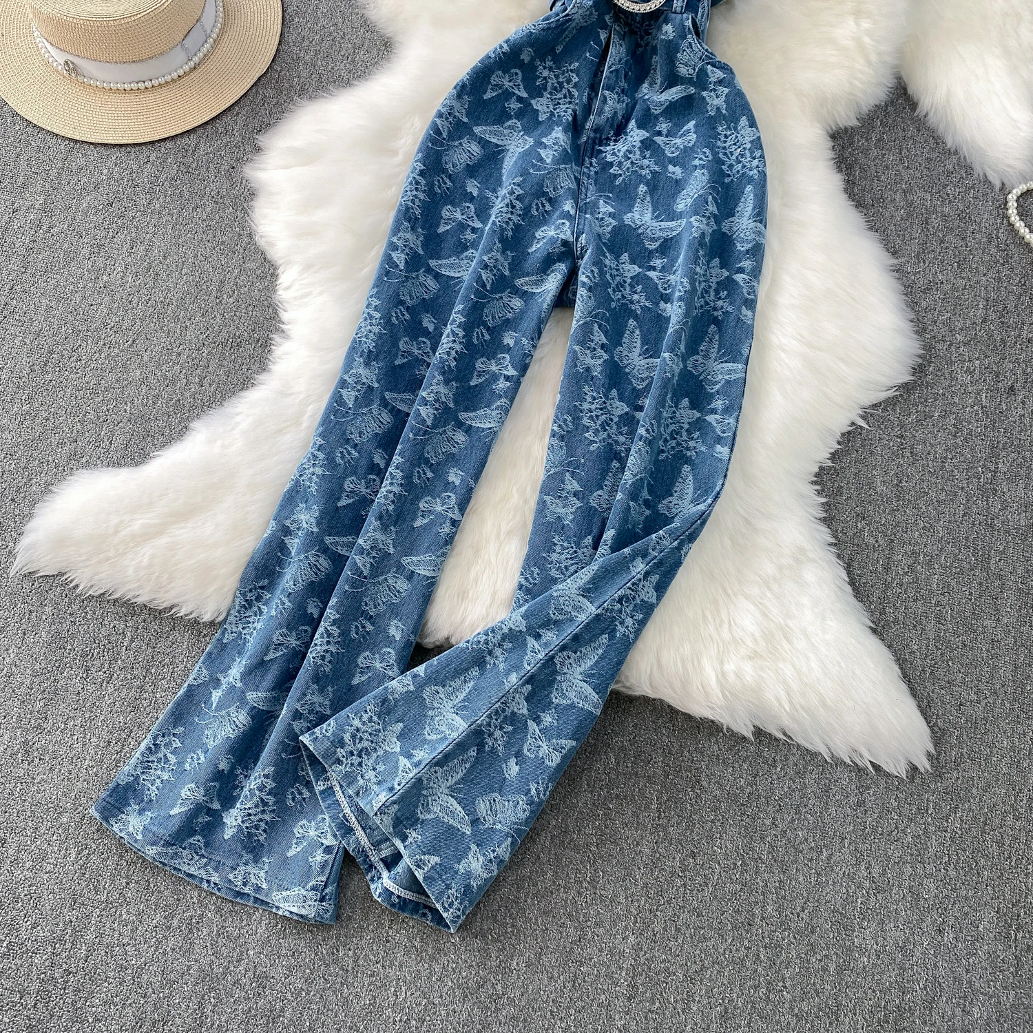 Summer Women's Jacquard Denim Jumpsuit