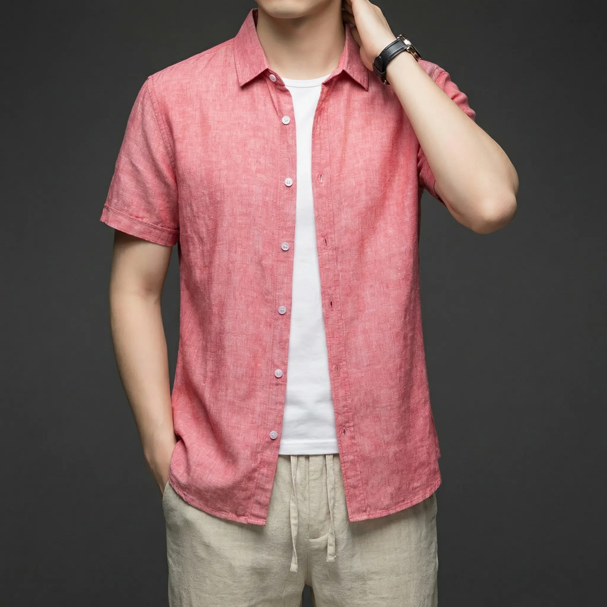 Men's Shirt Short Sleeved Fashion Breathable Comfortable
