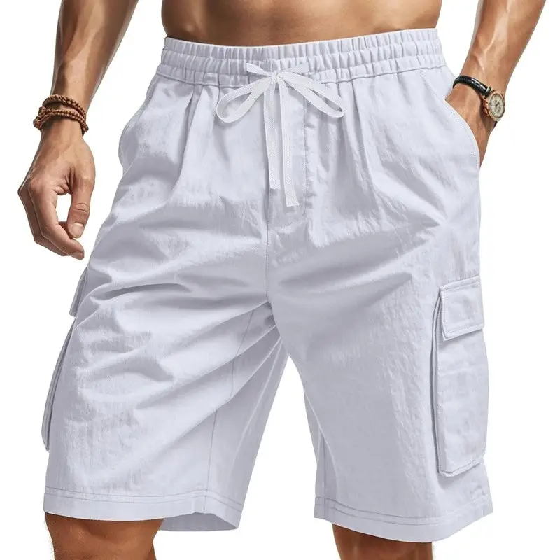 Men Shorts Loose Multi-Pocket Cotton Comfortable ...