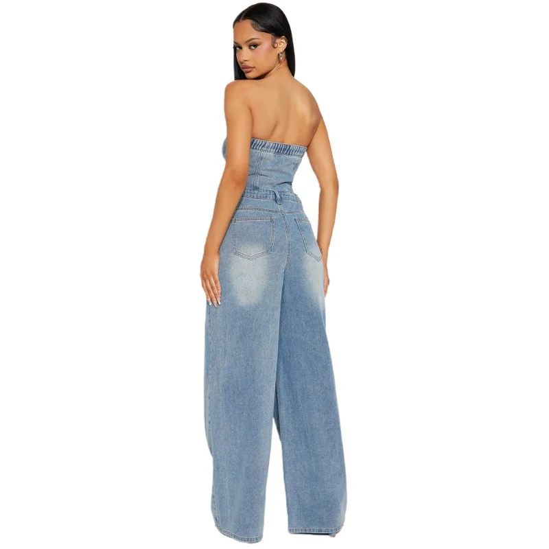 Women's Street Style Denim Jumpsuit