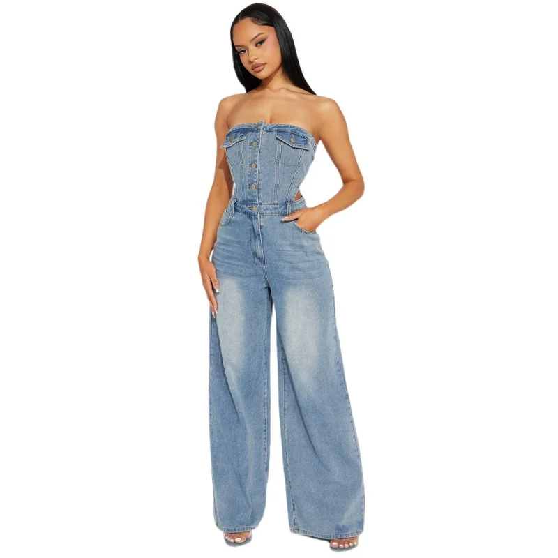 Women's Street Style Denim Jumpsuit