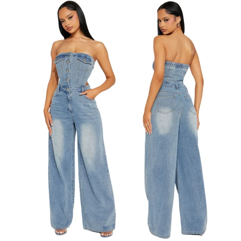 Women's Street Style Denim Jumpsuit