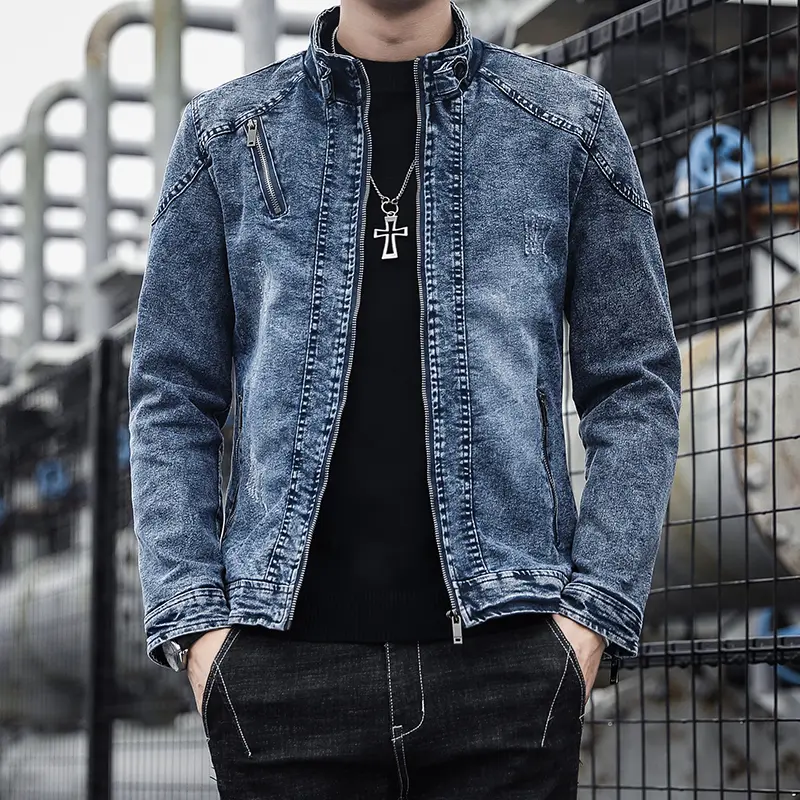 Men Retro Denim Jack...