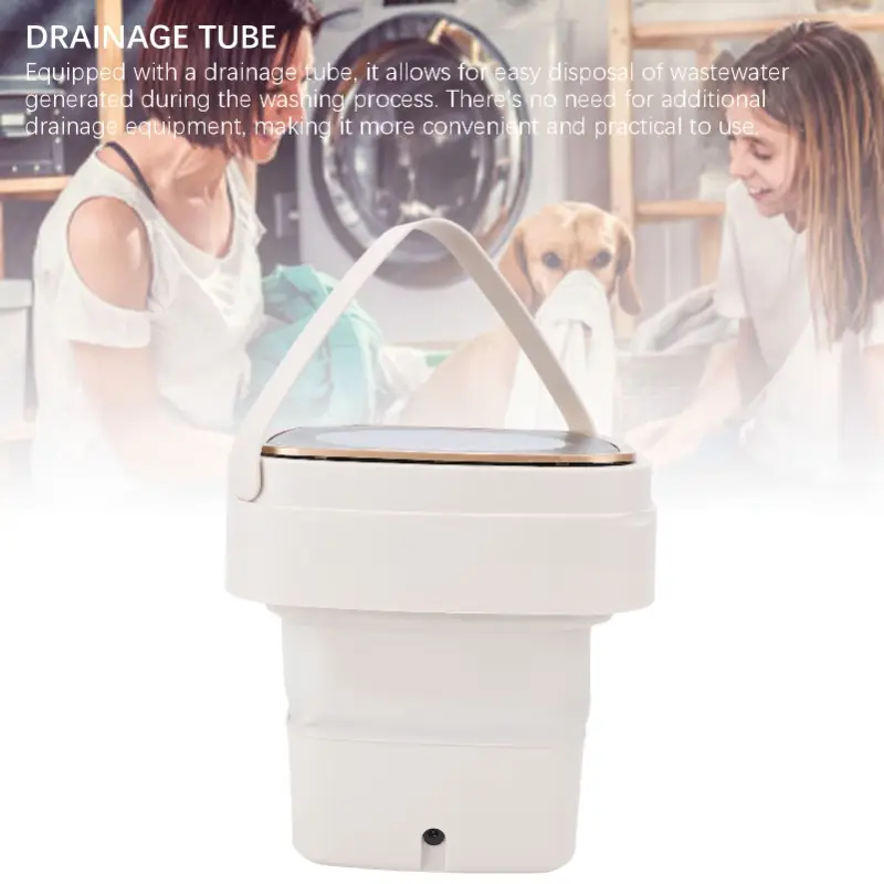 Portable Washing Machine Fully Automatic Deep Cleansing Foldable Washer With Drain Hose