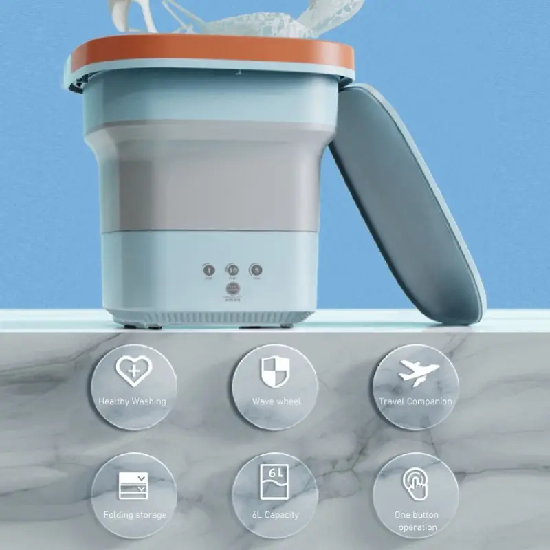 Mini Washing Machine Foldable Small Washing Machine Wash And Dry With Drain Basket