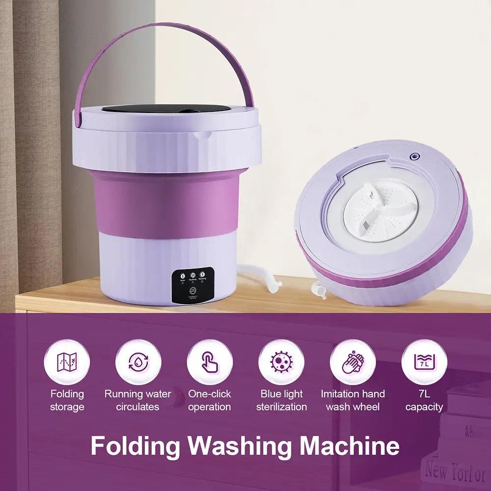 Small Folding Washing Machine Portable Washing Machine Automatic Modes Laundry Clothes Laundry Bucket Washing Machine