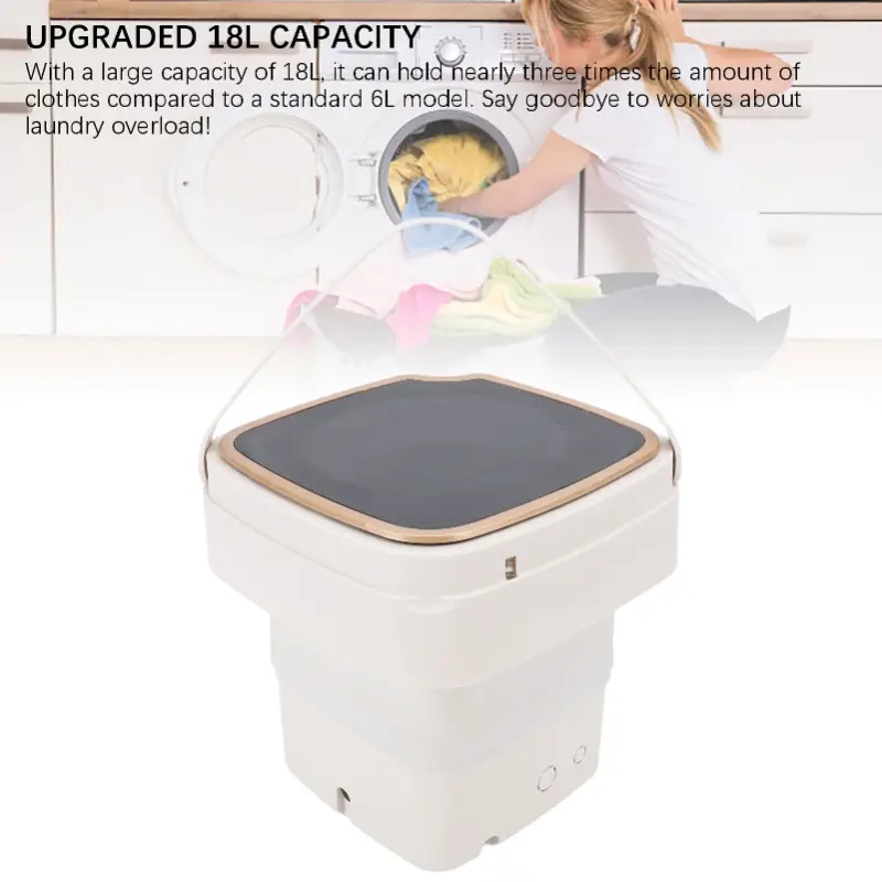 Portable Washing Machine Fully Automatic Deep Cleansing Foldable Washer With Drain Hose