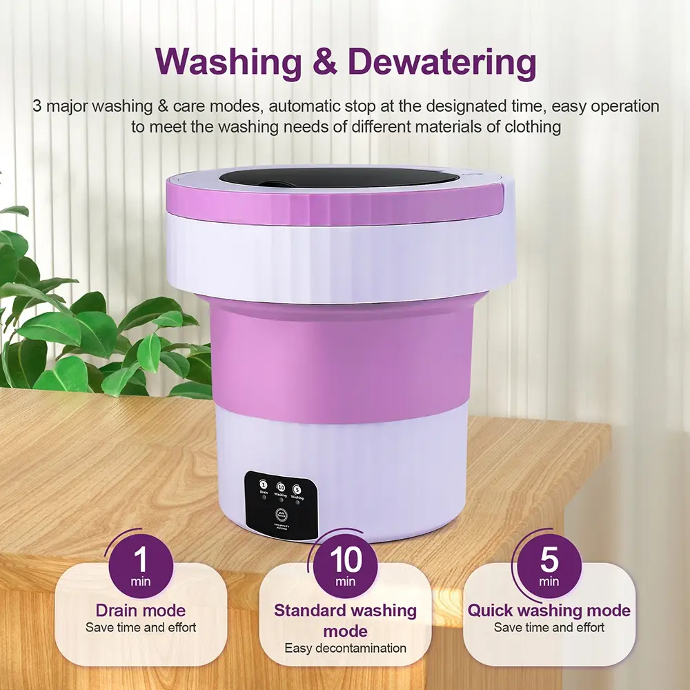 Small Folding Washing Machine Portable Washing Machine Automatic Modes Laundry Clothes Laundry Bucket Washing Machine